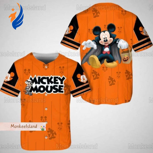 Halloween Mickey Mouse Baseball Jersey - Pumpkin Skeleton Magic Kingdom Shirt Spooktacular Halloween Jersey - Bafud