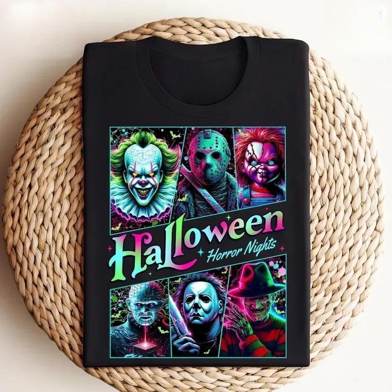 vintage-Slashers Halloween Horror Nights T-Shirt, Horror Movie Characters Tee, Halloween Nights Graphic Tee, Killers...