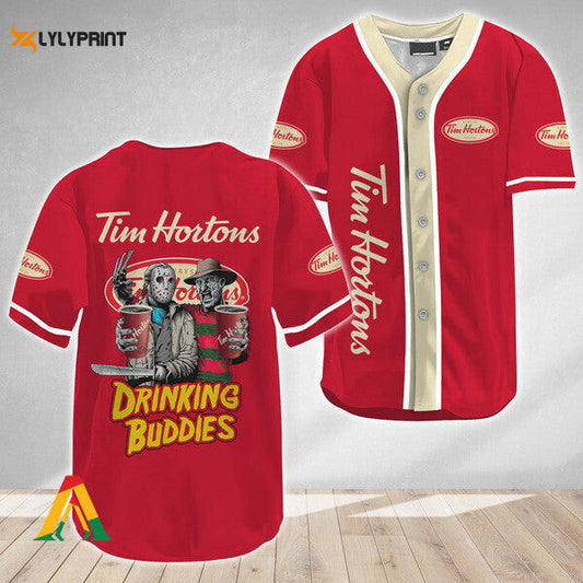 Horror Freddy Jason Drinking Buddies Tim Hortons Baseball Jersey - Gift for Men Women - lylyprint.com
