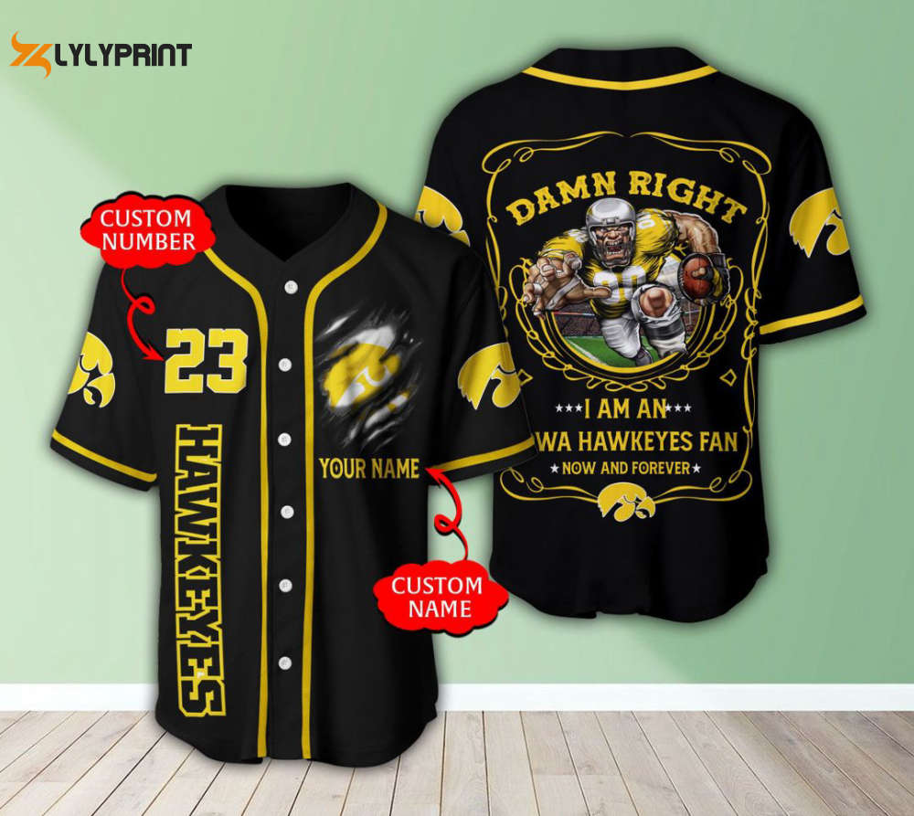 Iowa Hawkeyes Personalized Baseball Jersey BJ0166 - lylyprint.com