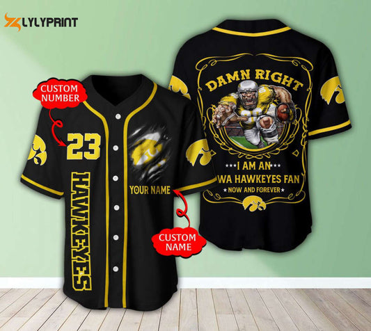 Iowa Hawkeyes Personalized Baseball Jersey BJ0166 - lylyprint.com