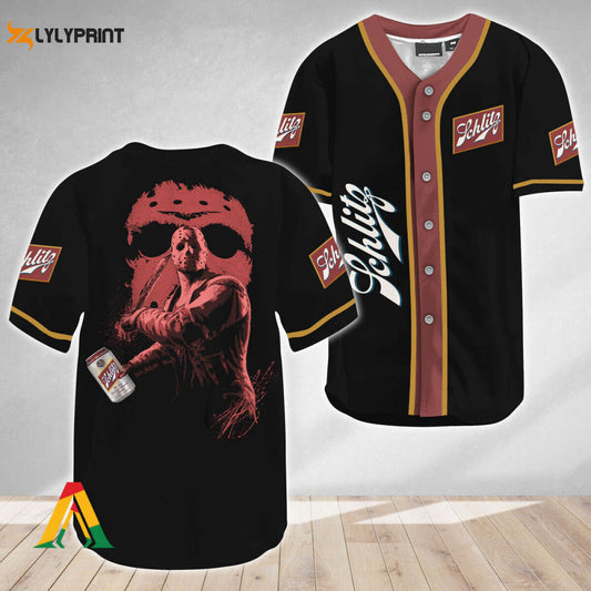 Jason Voorhees Friday The 13th Schlitz Beer Baseball Jersey - Gift for Men Women - lylyprint.com