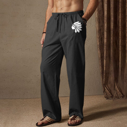 Men's Summer Pants Elastic Waist Graphic Comfort Full Length Outdoor Streetwear Vacation Hawaiian Black White Micro-elastic