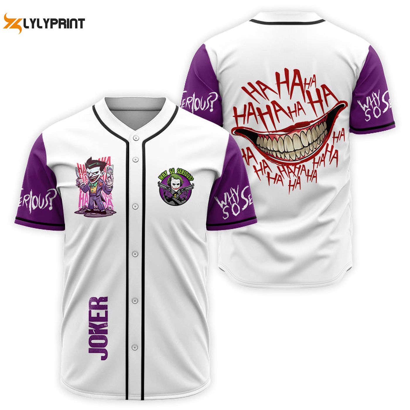 Joker Why So Serious White Purple Baseball Jersey - Gift for Men Women - Gift for Men Women - lylyprint.com