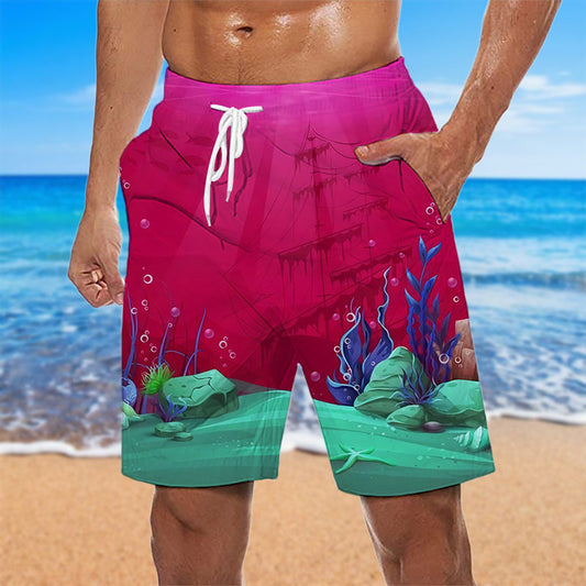 Men's Graphic Prints Swim Shorts Board Shorts Swimming Trunks Mid Waist Hawaiian Boho Casual Daily Holiday Drawstring with Mesh lining Elastic Waist Designer Clothing Apparel
