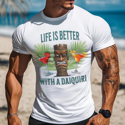Men's Tropical Tiki Funny Hawaiian T Shirt Tee Top 100% Cotton Short Sleeve Graphic Shirt White Comfortable Tee Vacation Street Fashion Designer Clothing