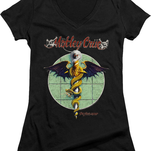 Ladies Vintage Dr. Feelgood Motley Crue V-Neck Shirt