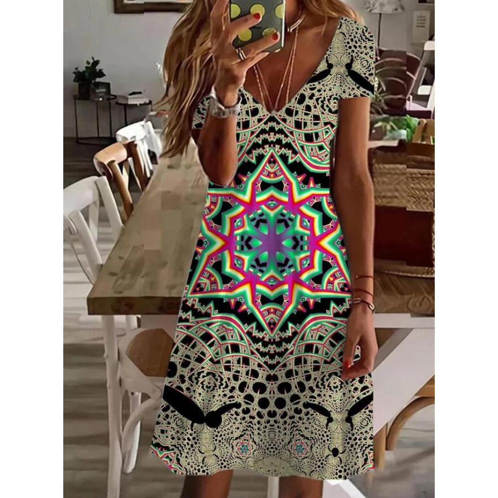 Women's Mini Dress Casual Dress Elegant Tropical Hawaiian Daily Regular Fit Floral Graphic Geometric Short Sleeve Crew Neck Sage Green Summer