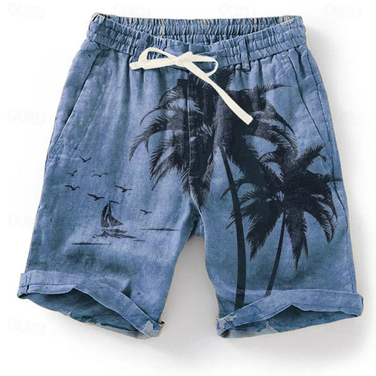 Men's Graphic Coconut Tree Summer Shorts Beach Shorts Mid Waist Streetwear Hawaiian Designer Casual Daily Holiday Drawstring Elastic Waist Designer Clothing Apparel