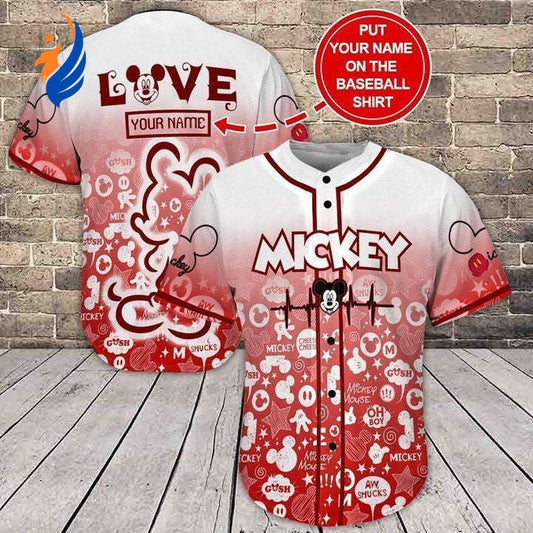 Personalized Mickey Lover s Gift: Custom Name White Red Baseball Jersey - Bafud
