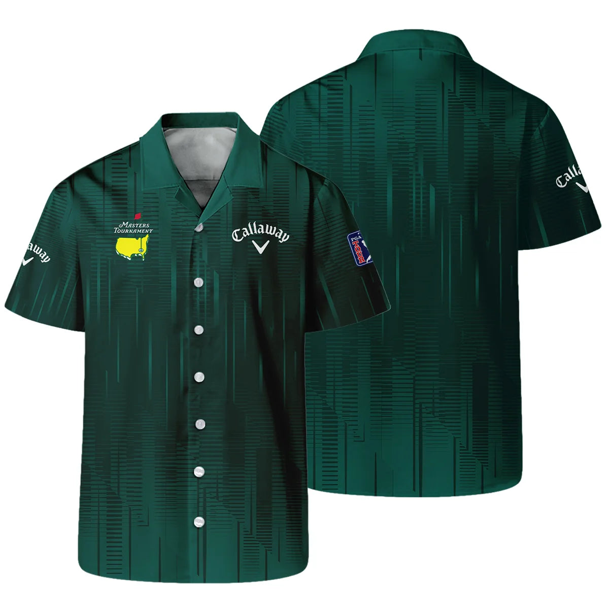Masters Tournament Callaway Dark Green Gradient Stripes Pattern Hawaiian Shirt Style Classic Oversized Hawaiian Shirt
