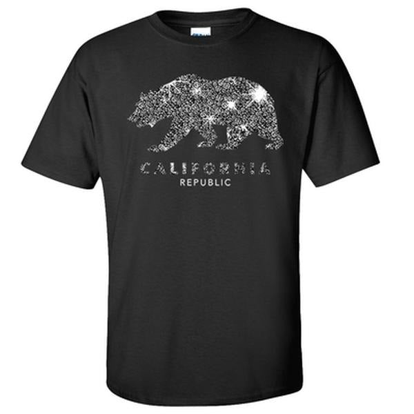 men's graphic tees Fashionable Crew Neck T-Shirt - Comfortable Fit, Slight Stretch, PatternedPrint Sparkling California...