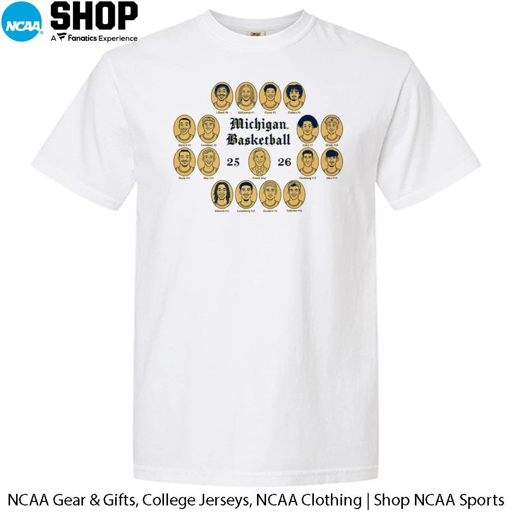 Michigan Wolverines 2025-2026 Men’s Basketball Team T-Shirt