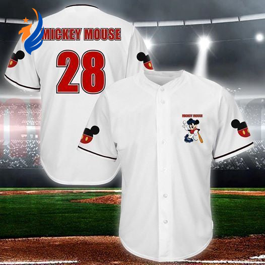 Playful Mickey Mouse Lover s Gift: Baseball Jersey Player – Perfect for Fans! - Bafud