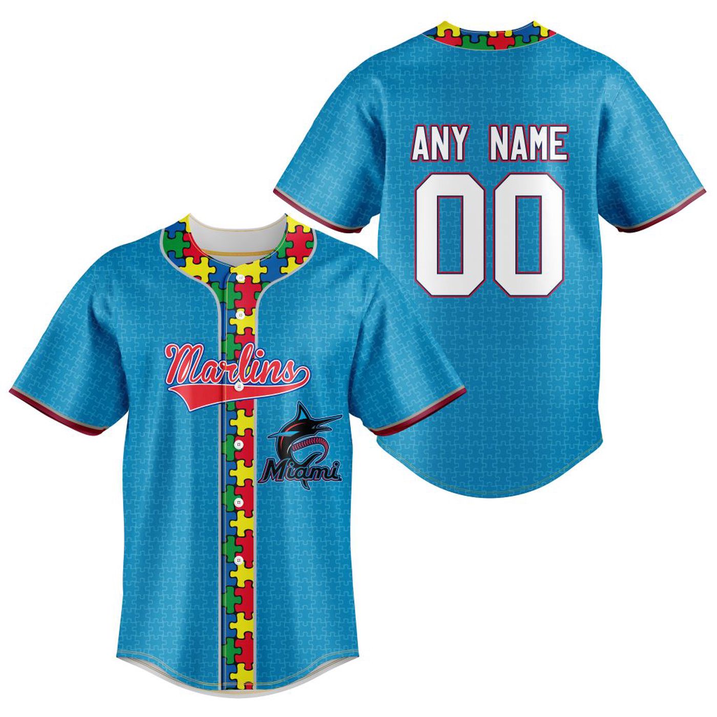 MLB Miami Marlins Specialized Baseball Jersey Fearless Aganst Autism Gift for Men Women - Bafud