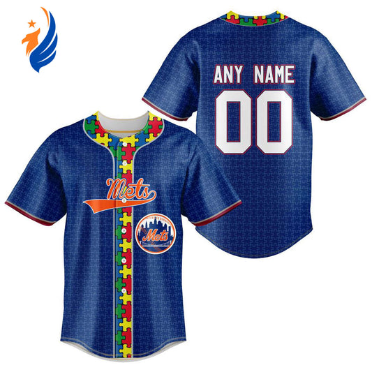 MLB New York Mets Specialized Baseball Jersey Fearless Aganst Autism Gift for Men Women - Bafud