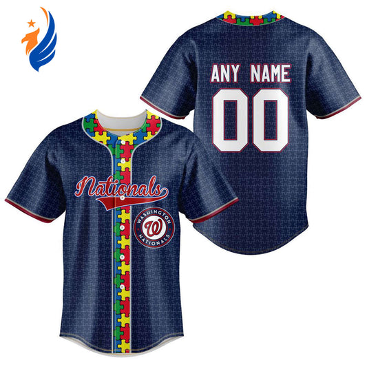 MLB Washington Nationals Specialized Baseball Jersey Fearless Aganst Autism Gift for Men Women - Bafud