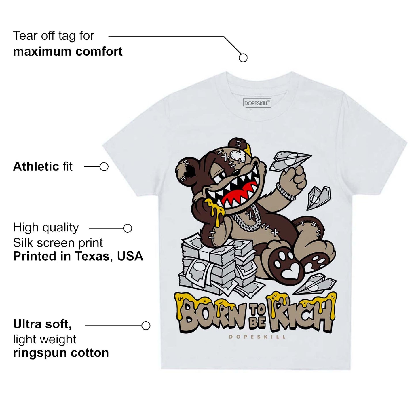 Latte 1s DopeSkill Toddler Kids T-shirt Born To Be Rich Graphic