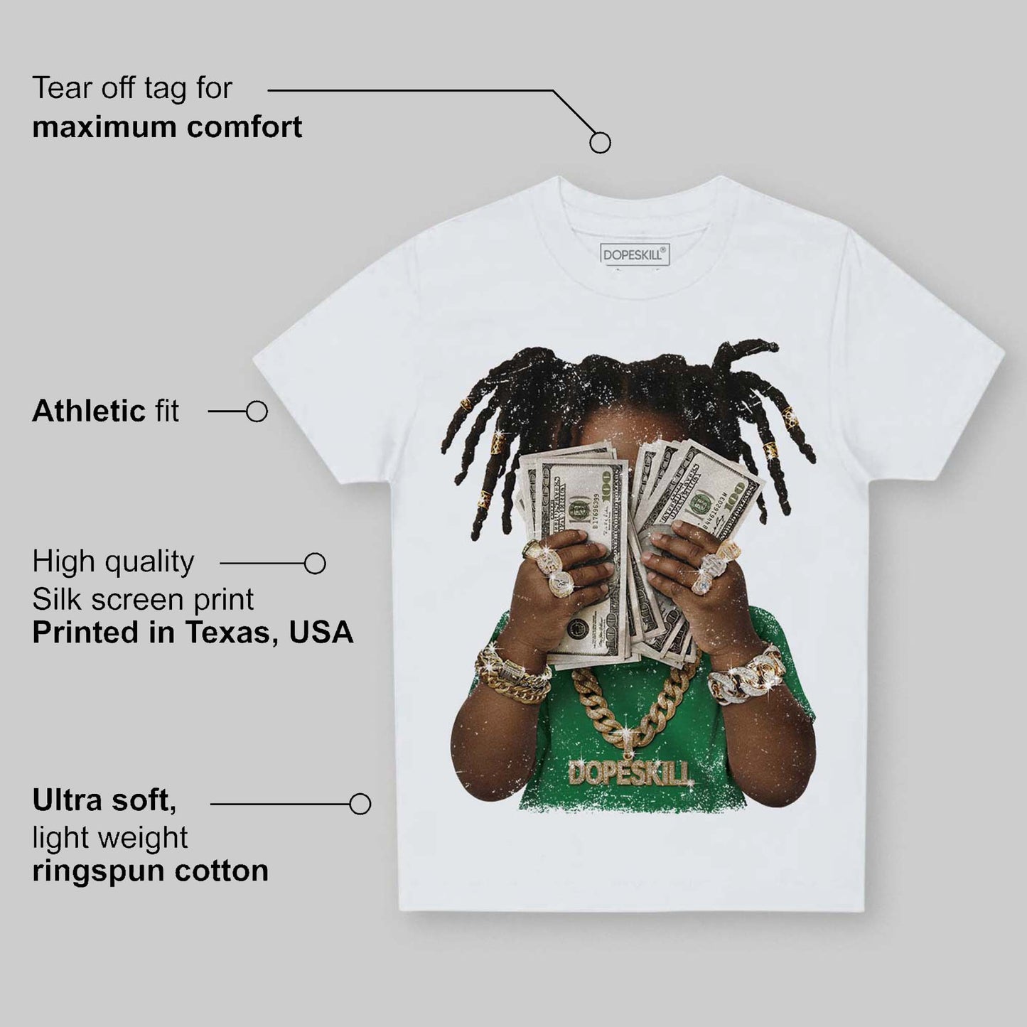 Green Collection DopeSkill Toddler Kids T-shirt Rich Youth Graphic