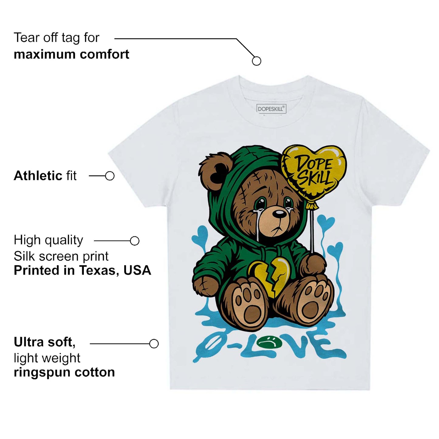 Lucky Green 5s DopeSkill Toddler Kids T-shirt Broken Bear Graphic