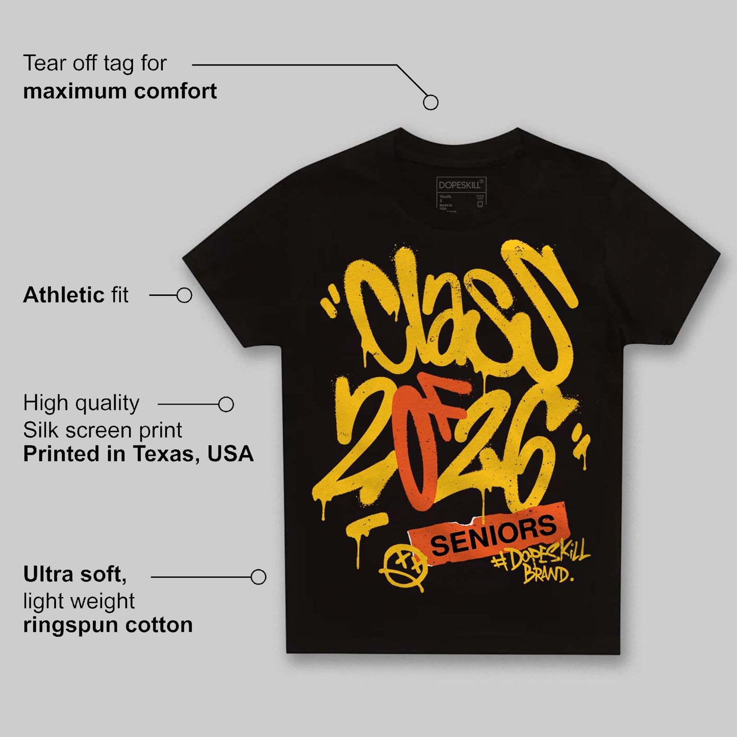 Yellow Collection DopeSkill Toddler Kids T-shirt Class of 2026 Graphic