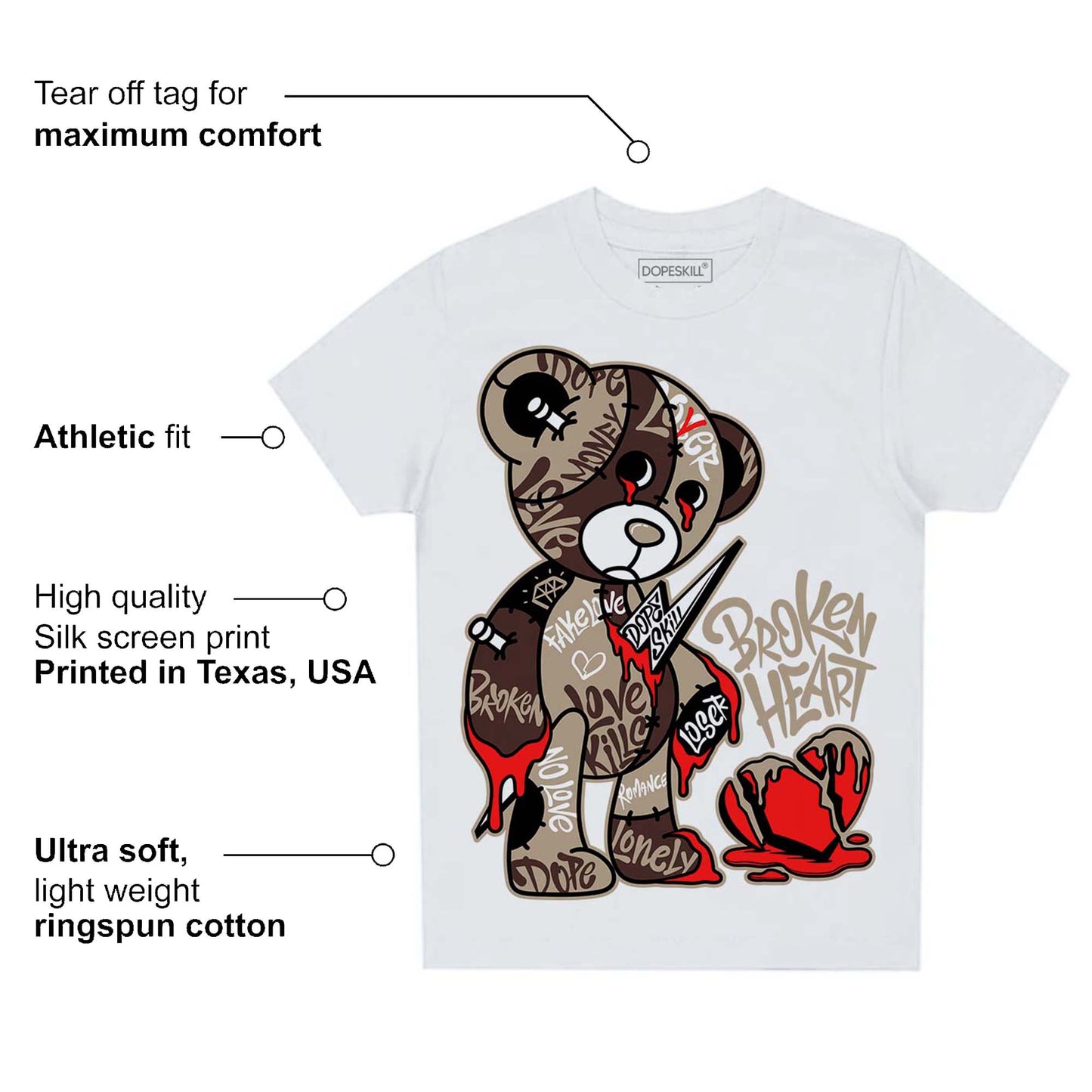 Latte 1s DopeSkill Toddler Kids T-shirt Broken Heart Graphic