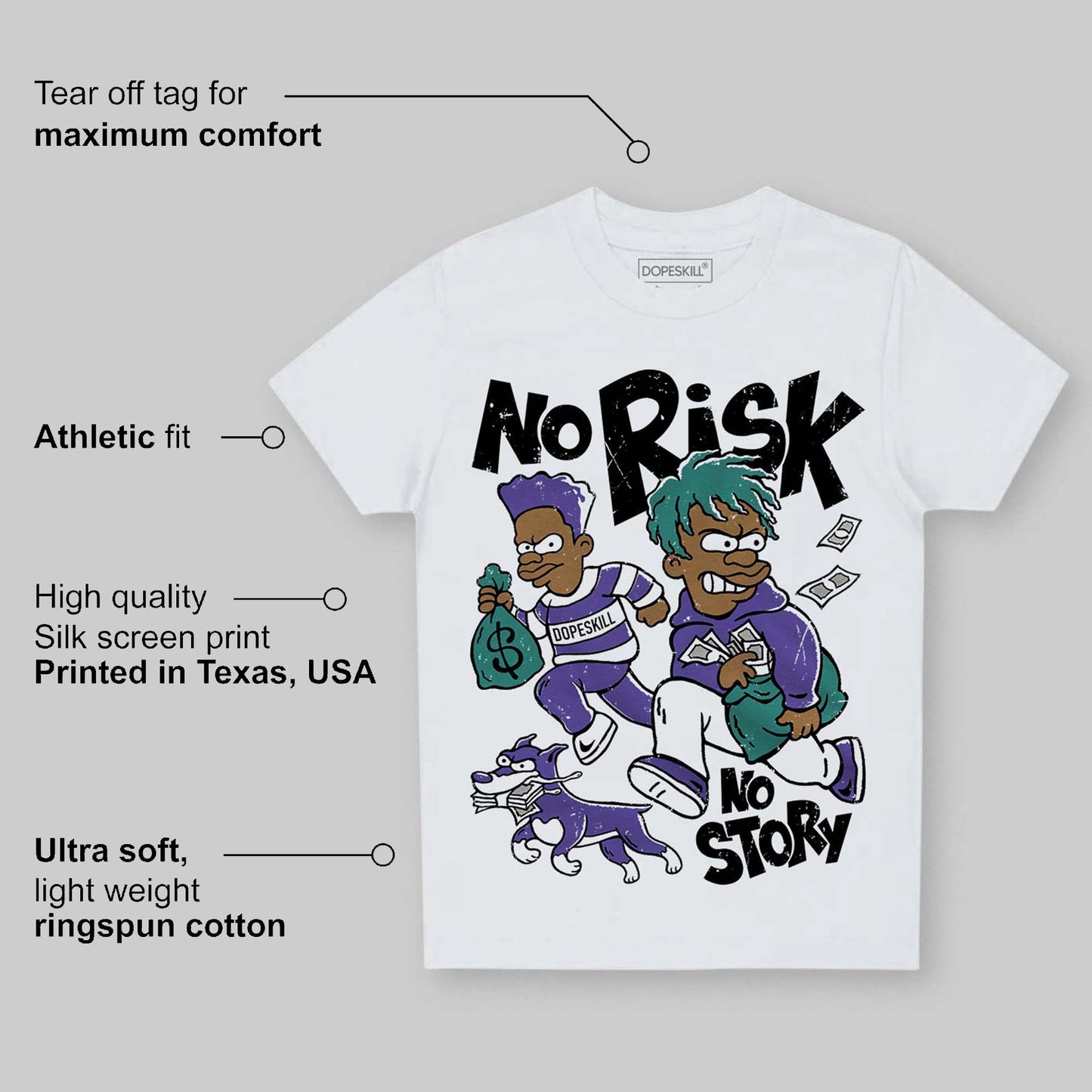 Grape 5s DopeSkill Toddler Kids T-shirt No Risk No Story Graphic
