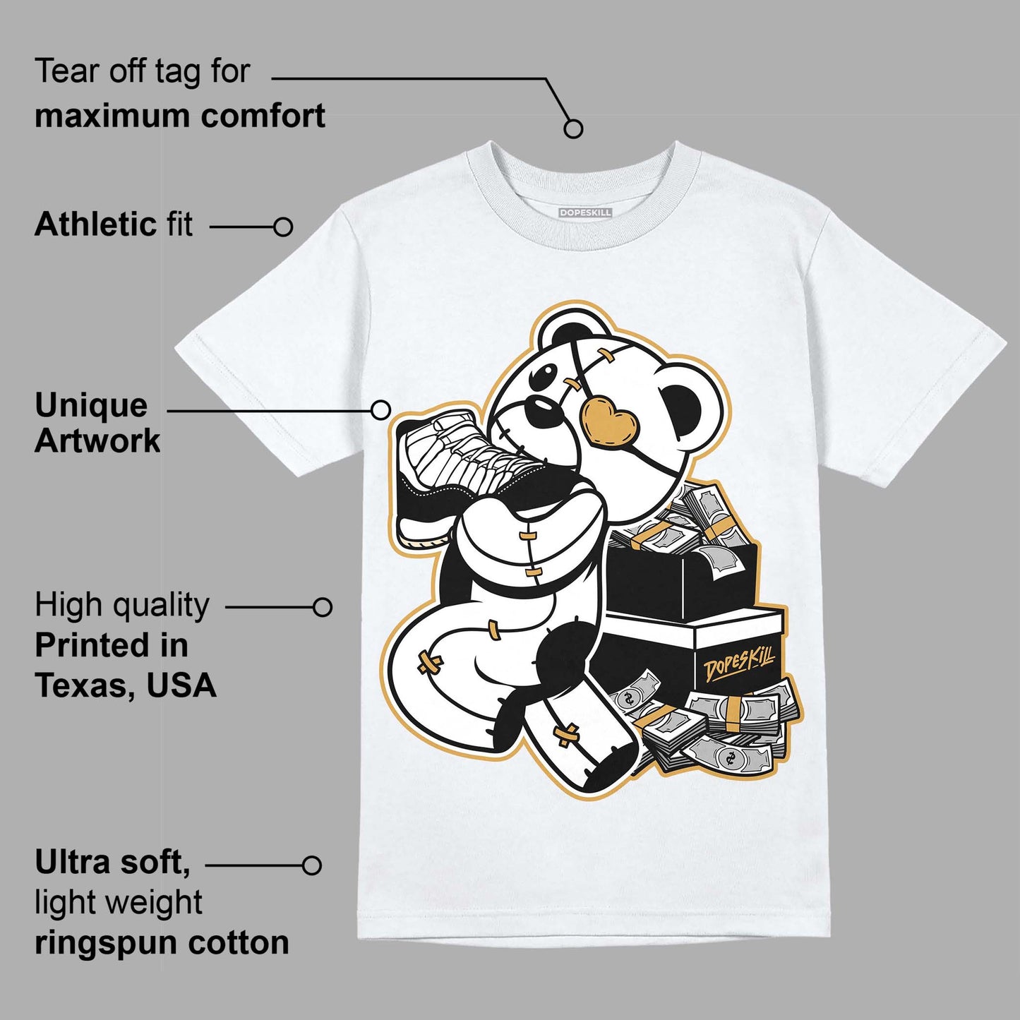 Gratitude 11s DopeSkill T-Shirt Bear Steals Sneaker Graphic