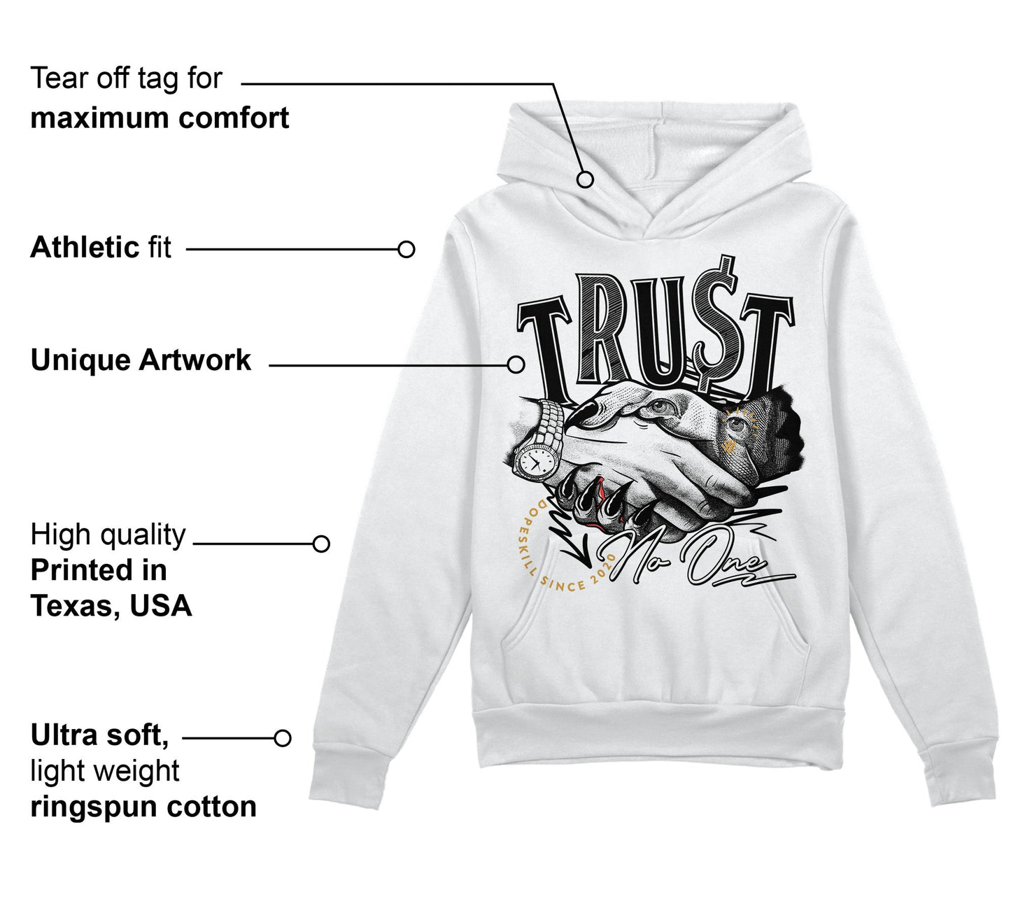 Gratitude 11s DopeSkill Hoodie Sweatshirt Trust No One Graphic