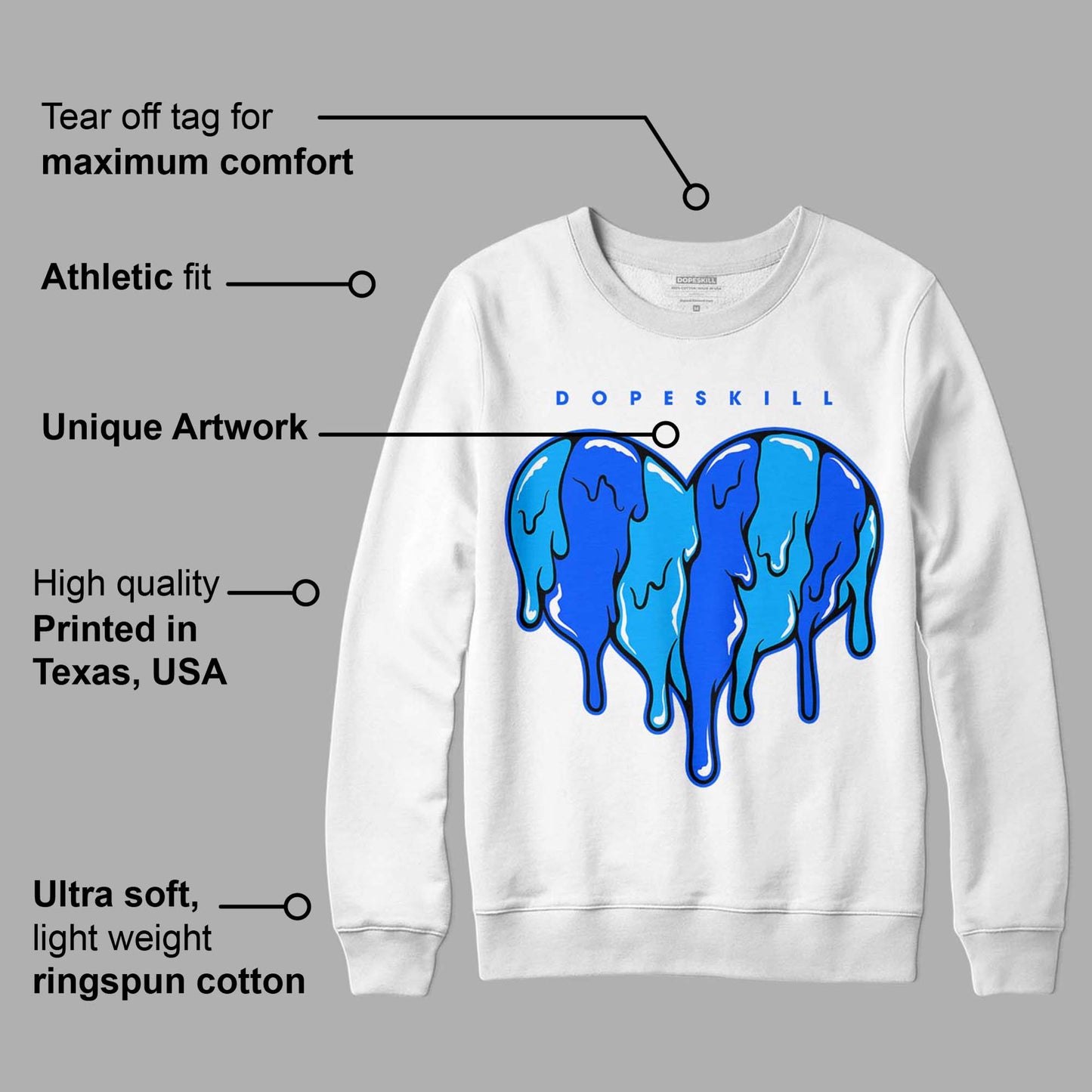 Royal Blue Collection DopeSkill Sweatshirt Slime Drip Heart Graphic