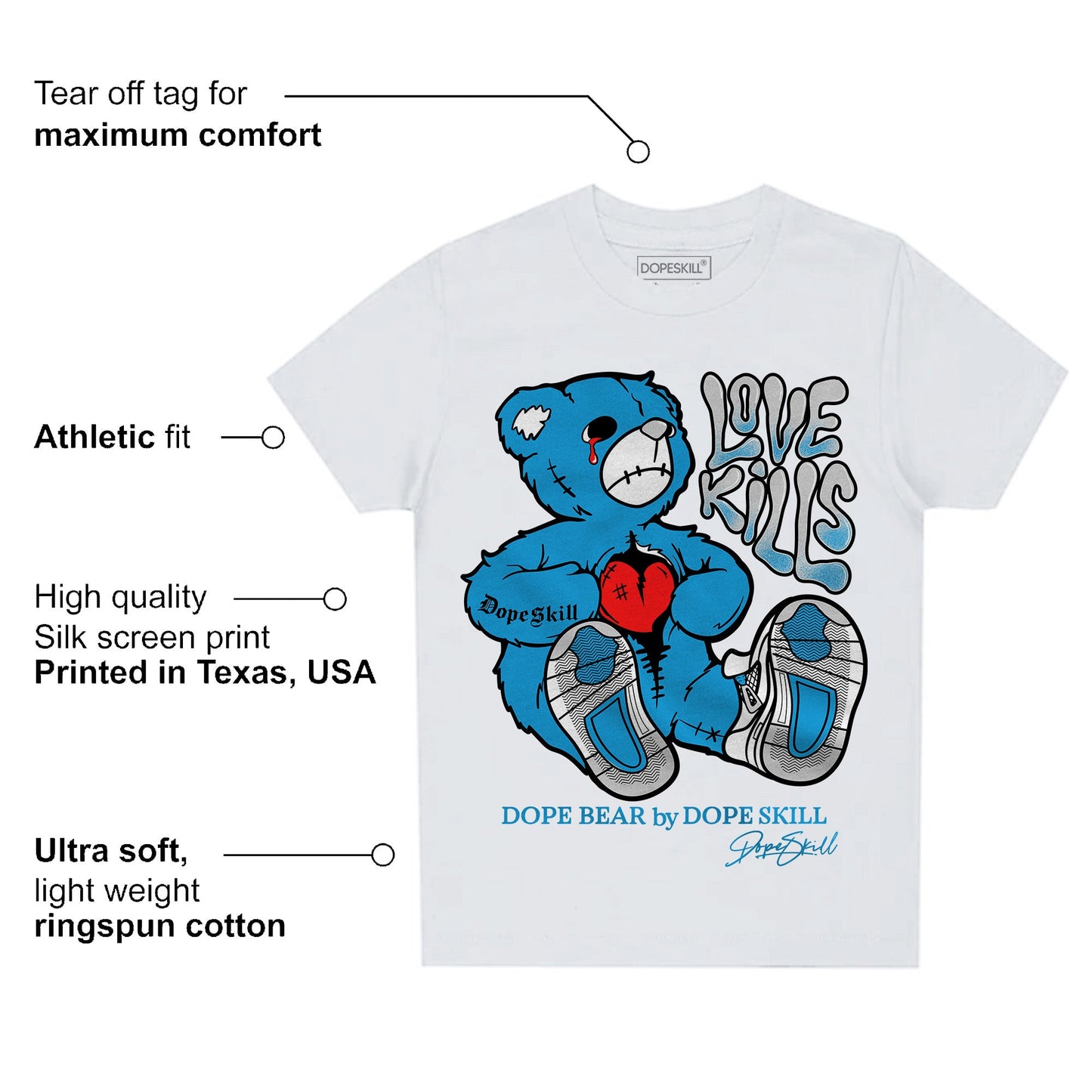 Military Blue 4s DopeSkill Toddler Kids T-shirt Love Kills Graphic