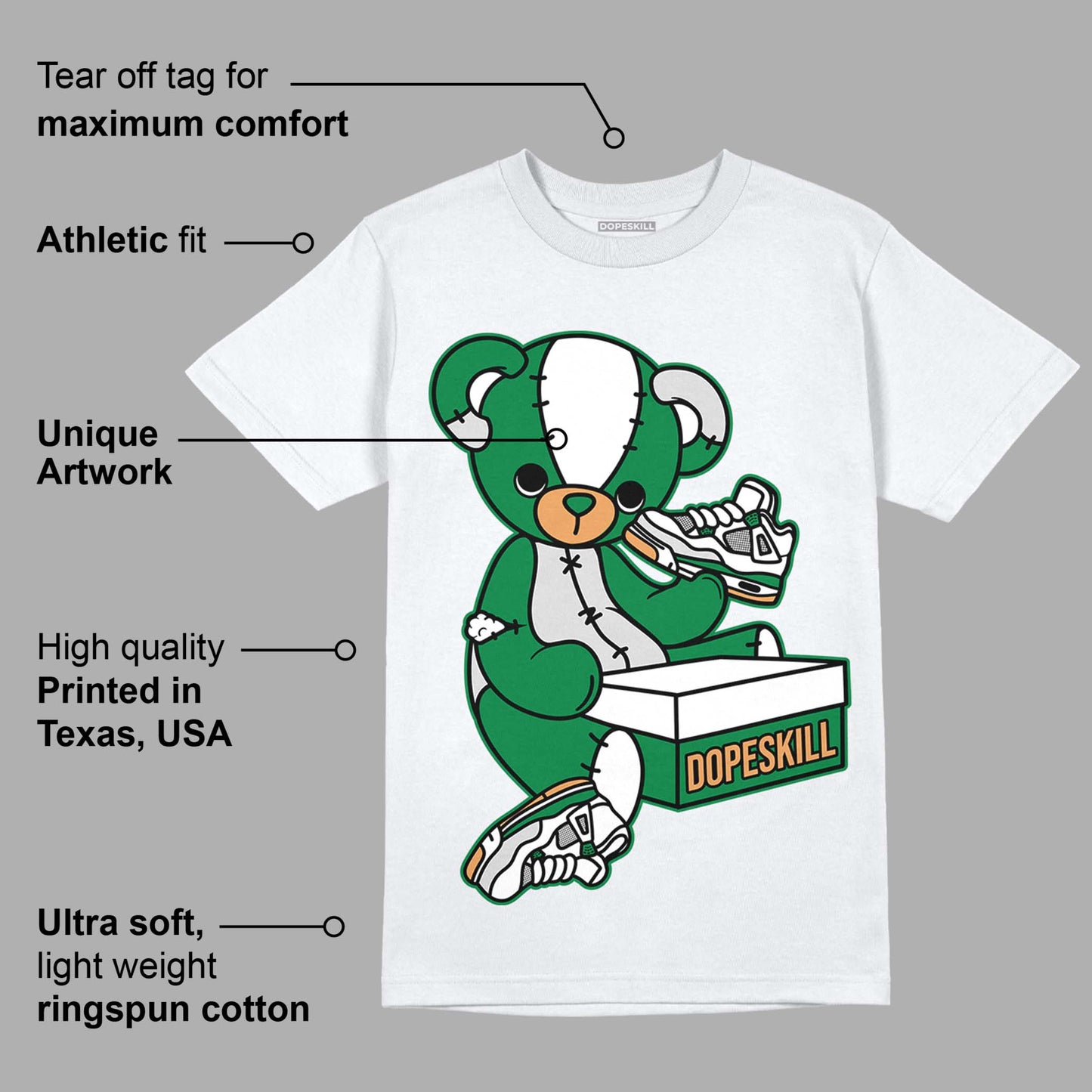 Pine Green 4s DopeSkill T-Shirt Sneakerhead BEAR Graphic