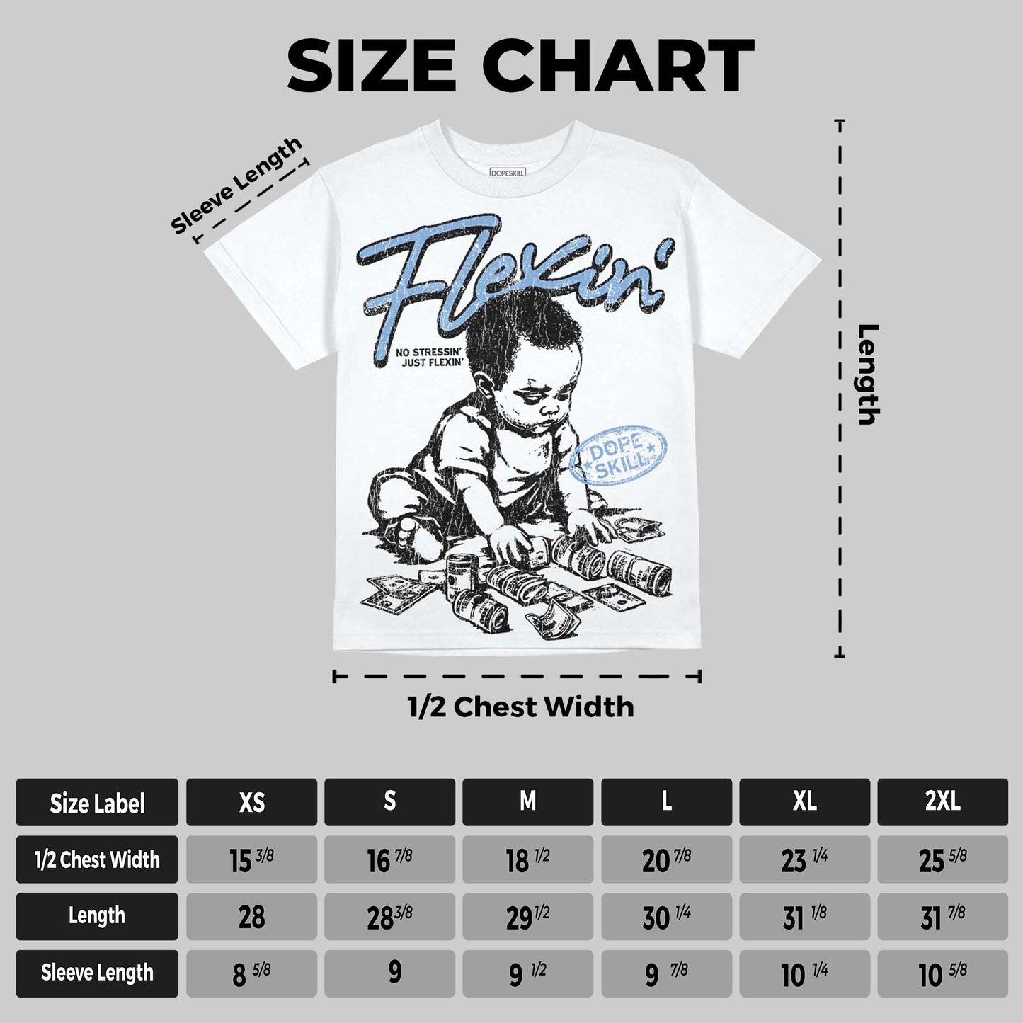 University Blue 5s DopeSkill Oversize Print T-Shirt Flexin' Graphic