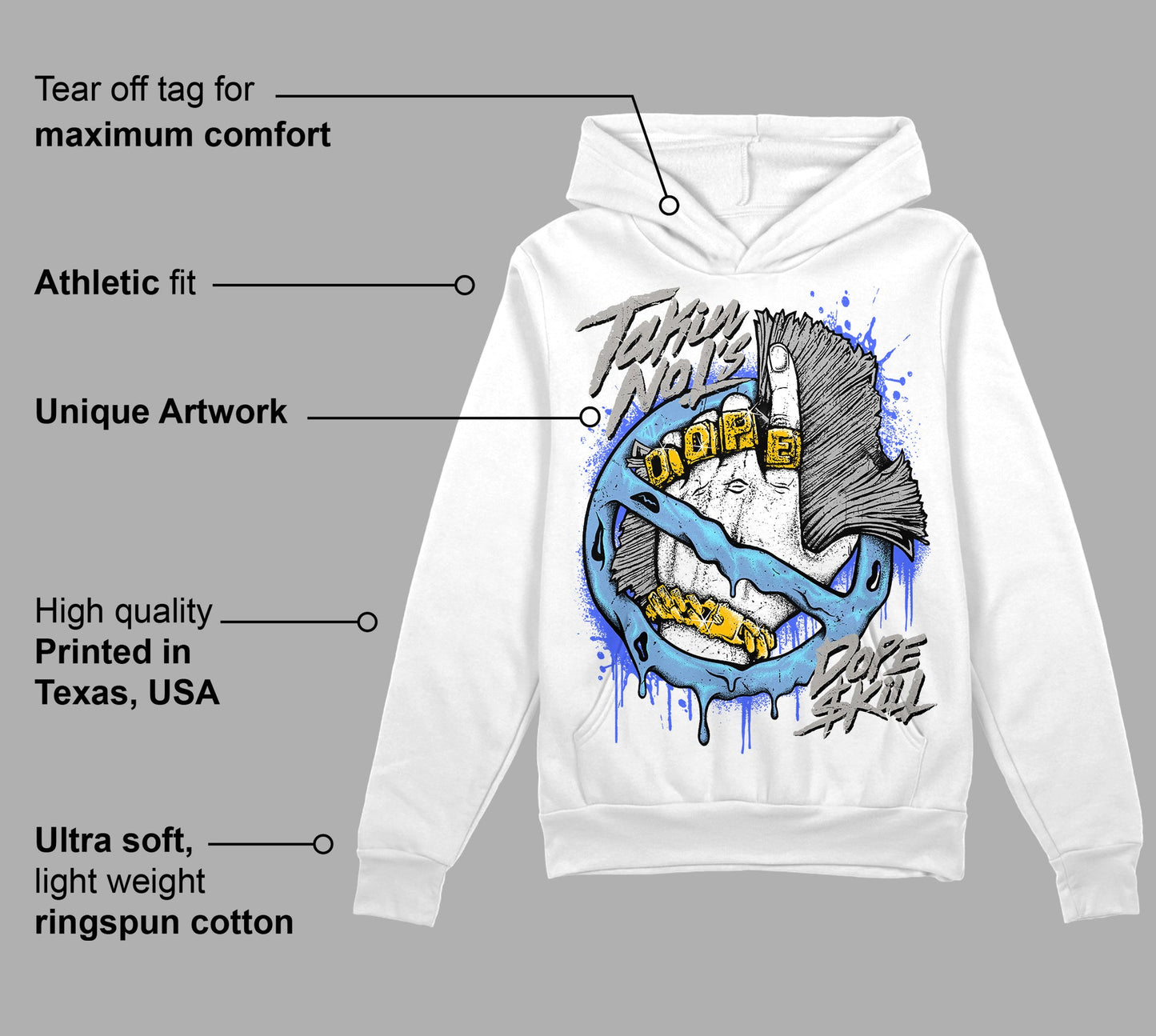 University Blue 5s DopeSkill Hoodie Sweatshirt Takin No L's Graphic