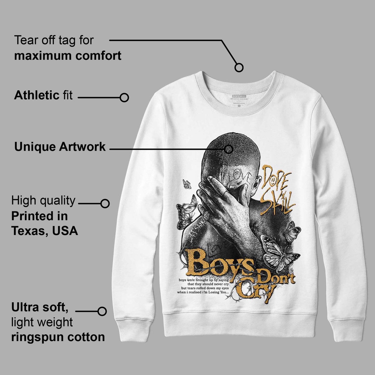 Gratitude 11s DopeSkill Sweatshirt Boys Don't Cry Graphic