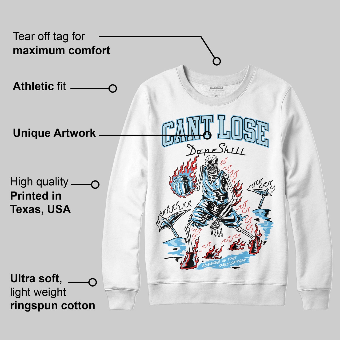 Legend Blue 11s DopeSkill Sweatshirt Cant Lose Graphic