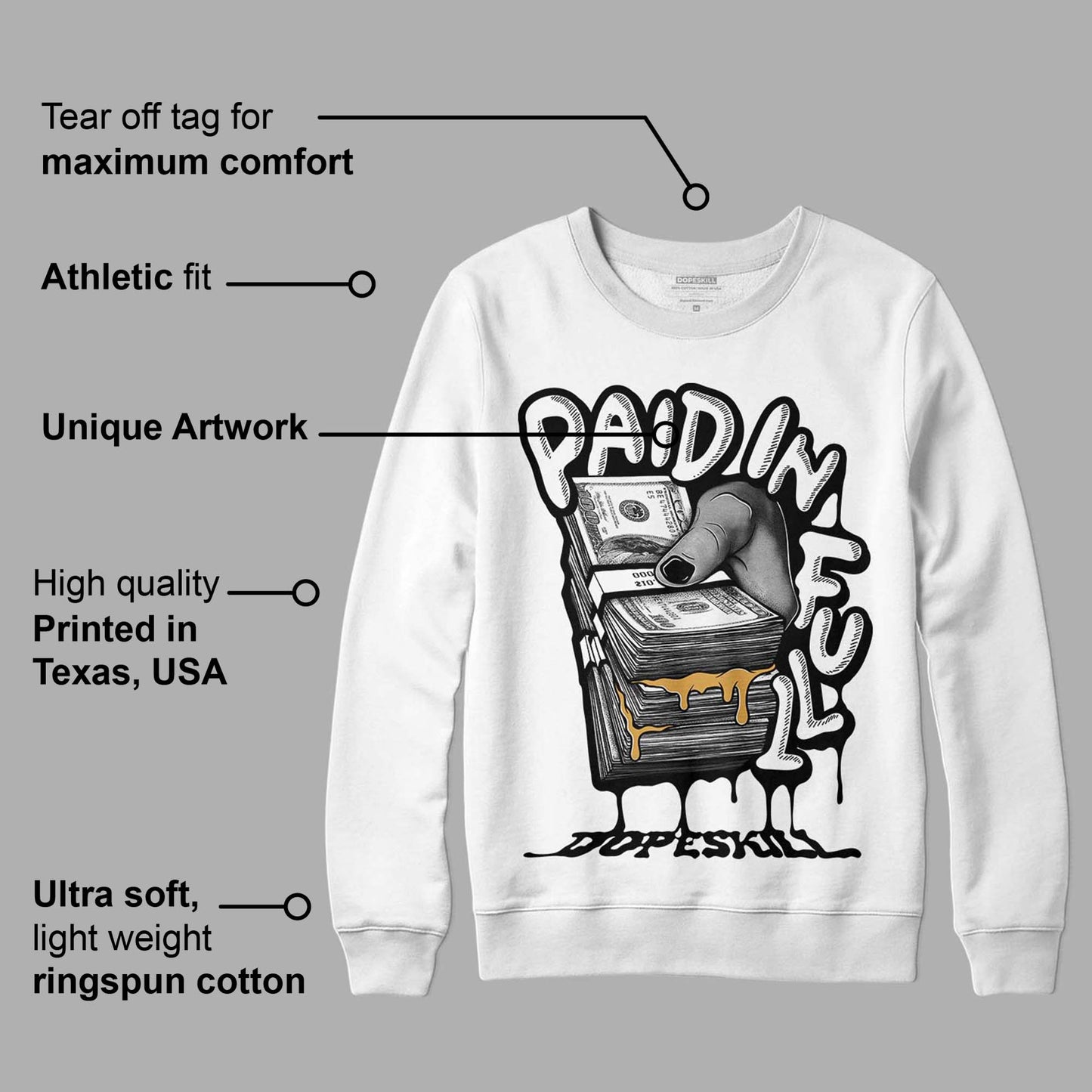 Gratitude 11s DopeSkill Sweatshirt Paid In Full Graphic