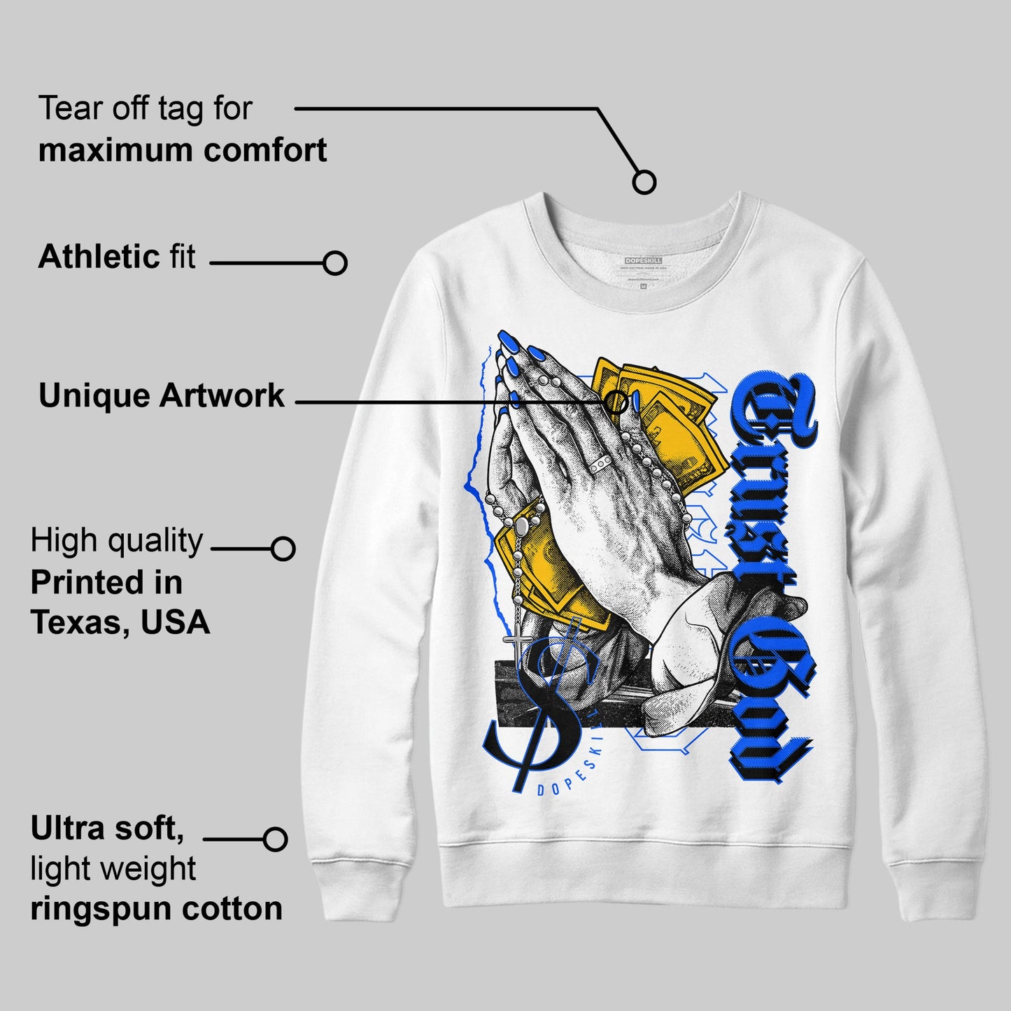 Royal Blue Collection DopeSkill Sweatshirt Trust God Graphic