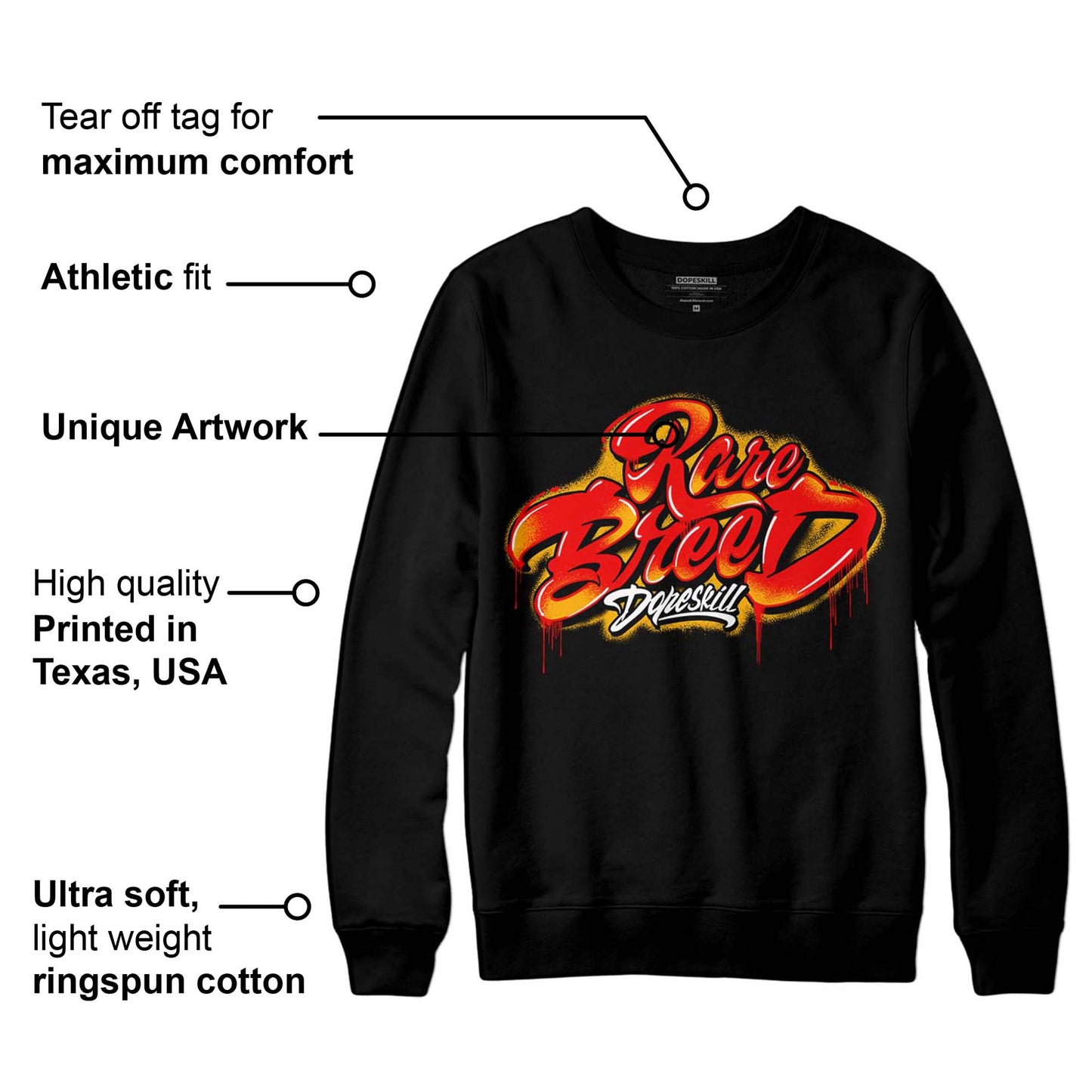 Red Collection DopeSkill Sweatshirt Rare Breed Type Graphic