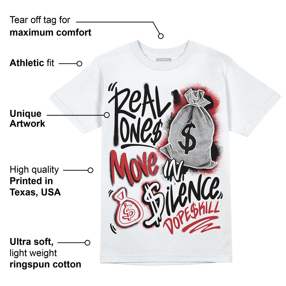Red Taxi 12s DopeSkill T-Shirt Real Ones Move In Silence Graphic
