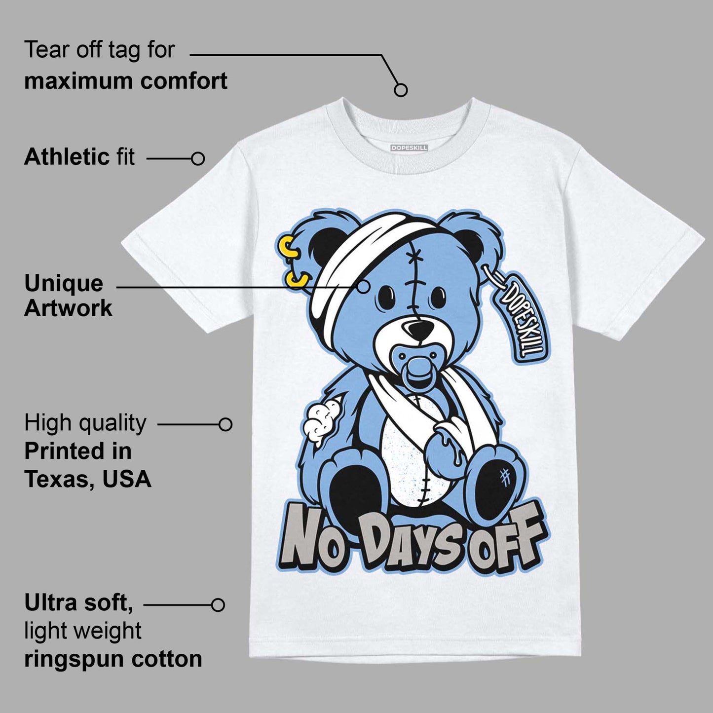 University Blue 5s DopeSkill T-Shirt Hurt Bear Graphic