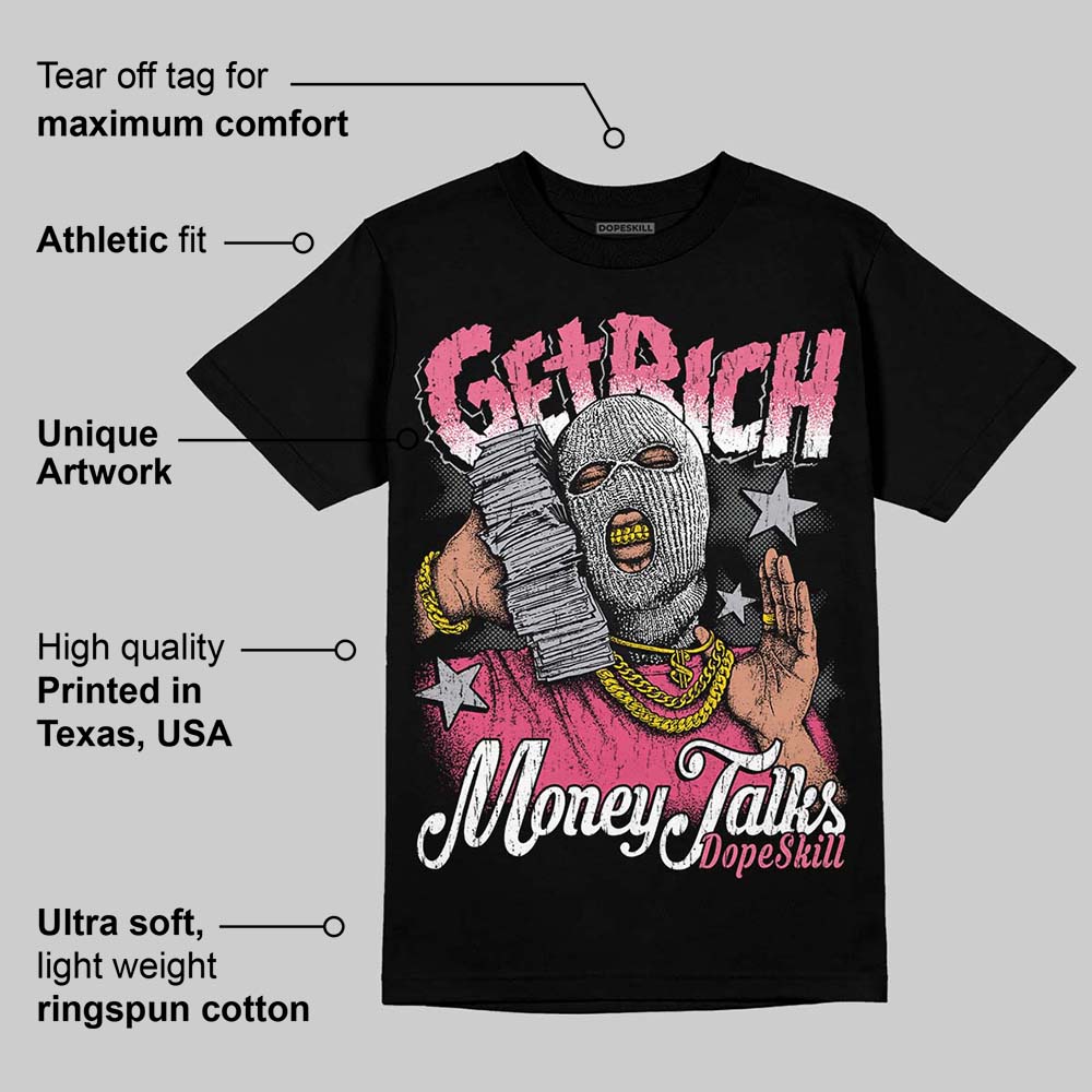 White Fluo Pink DopeSkill T-Shirt Get Rich Graphic
