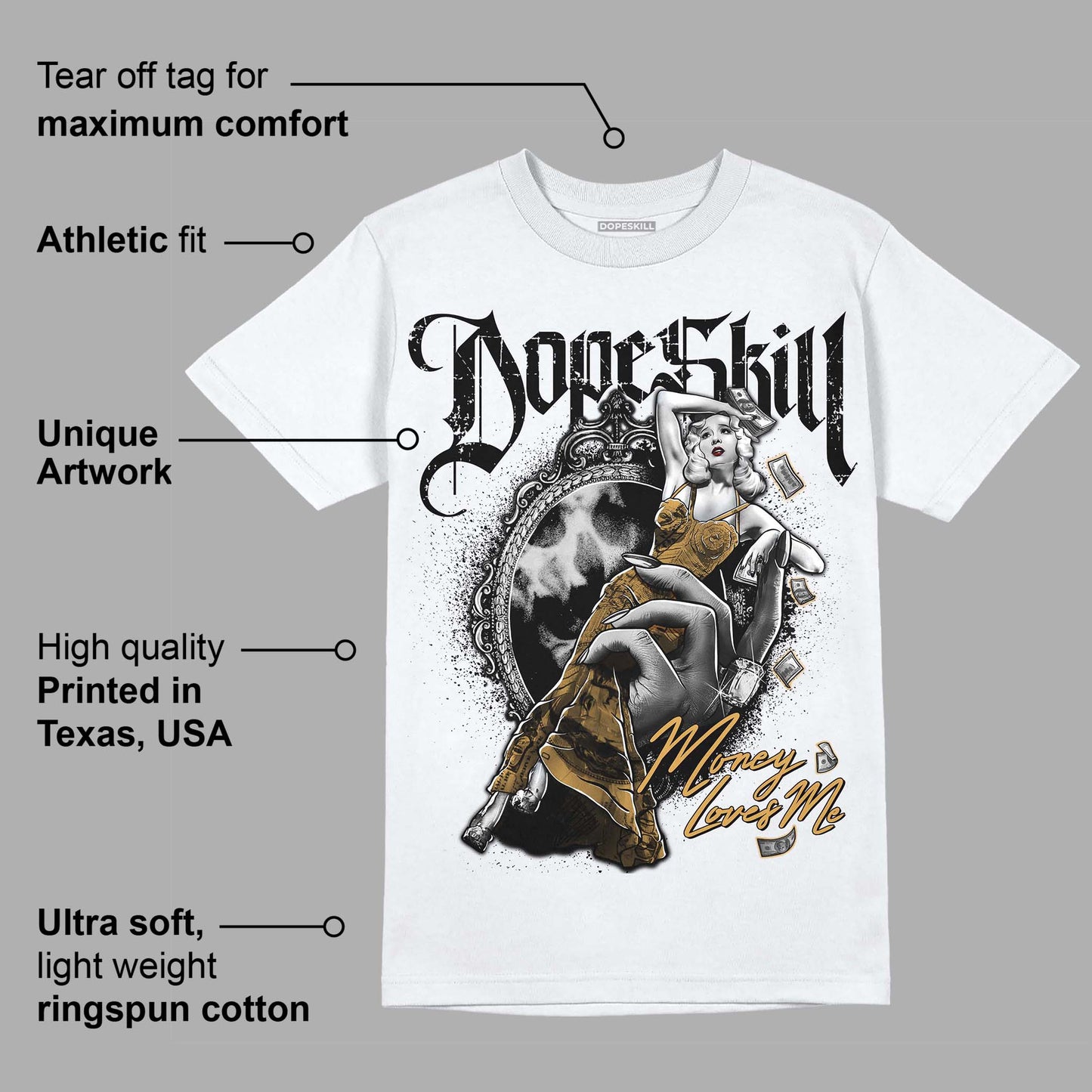 Gratitude 11s DopeSkill T-Shirt Money Loves Me Graphic