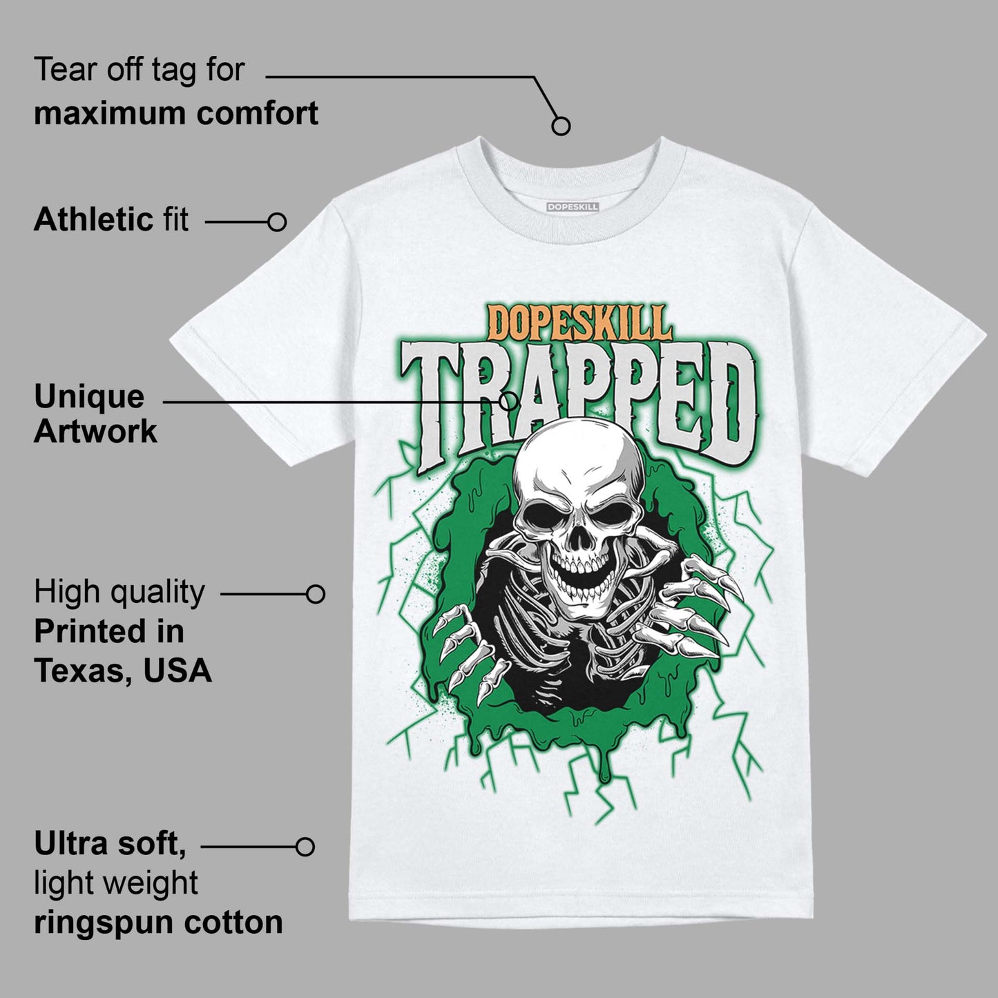 Pine Green 4s DopeSkill T-Shirt Trapped Halloween Graphic
