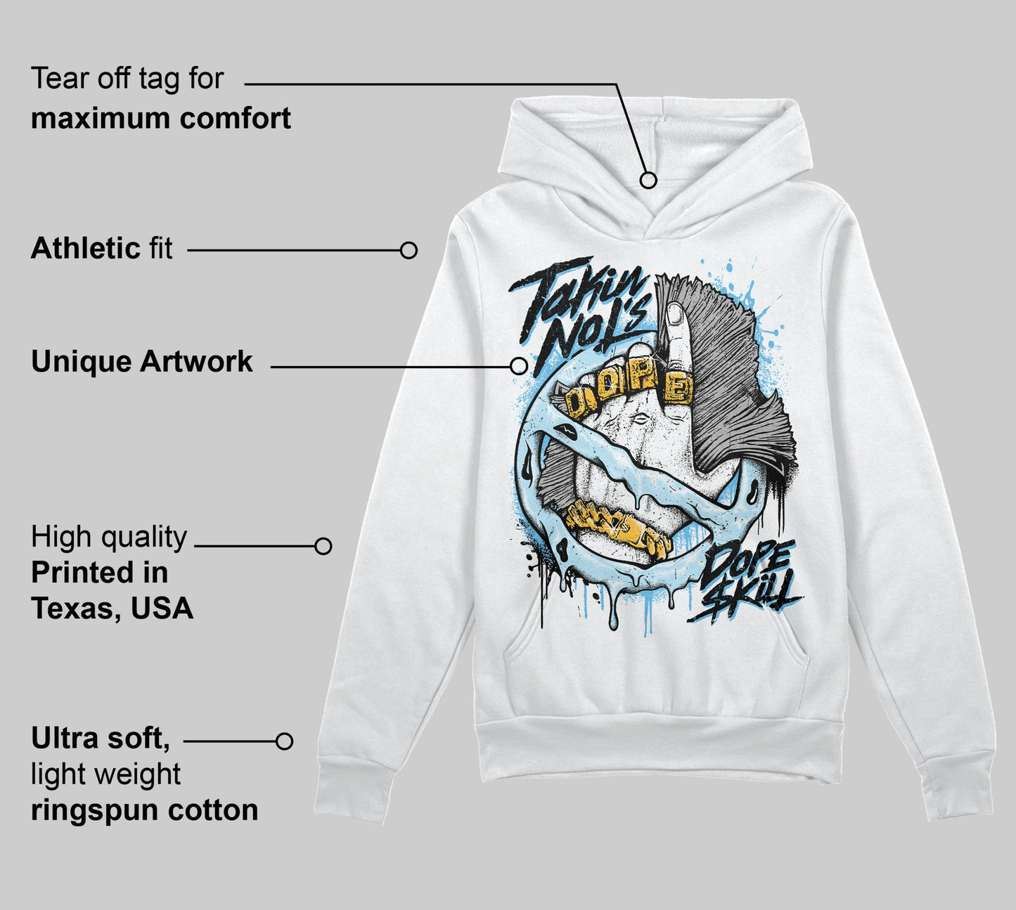 Legend Blue 11s DopeSkill Hoodie Sweatshirt Takin No L's Graphic