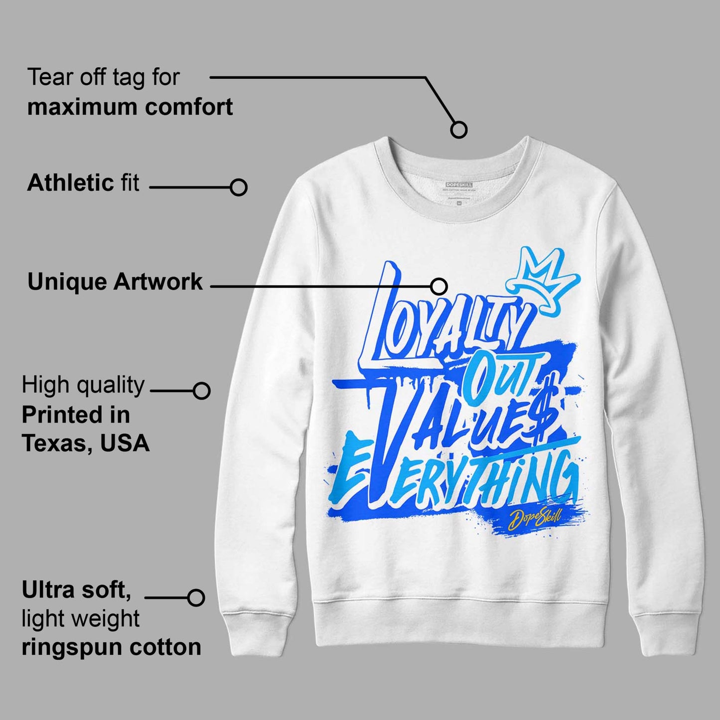 Royal Blue Collection DopeSkill Sweatshirt LOVE Graphic