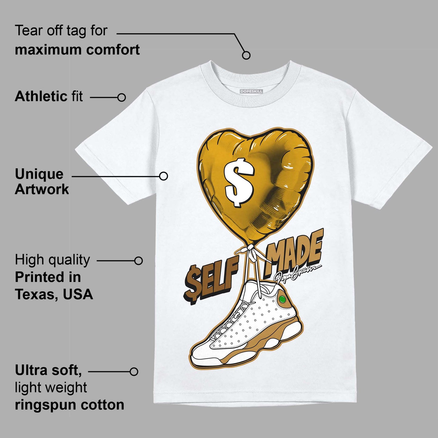 Wheat 13s DopeSkill T-Shirt Self Made Graphic