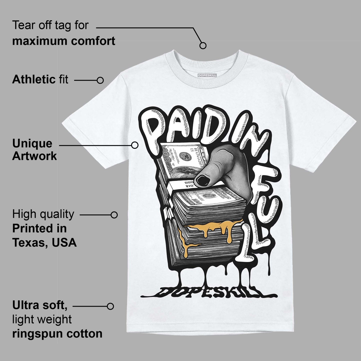 Gratitude 11s DopeSkill T-Shirt Paid In Full Graphic