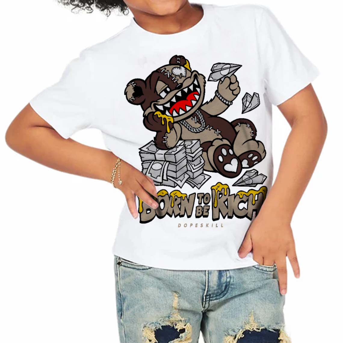Latte 1s DopeSkill Toddler Kids T-shirt Born To Be Rich Graphic