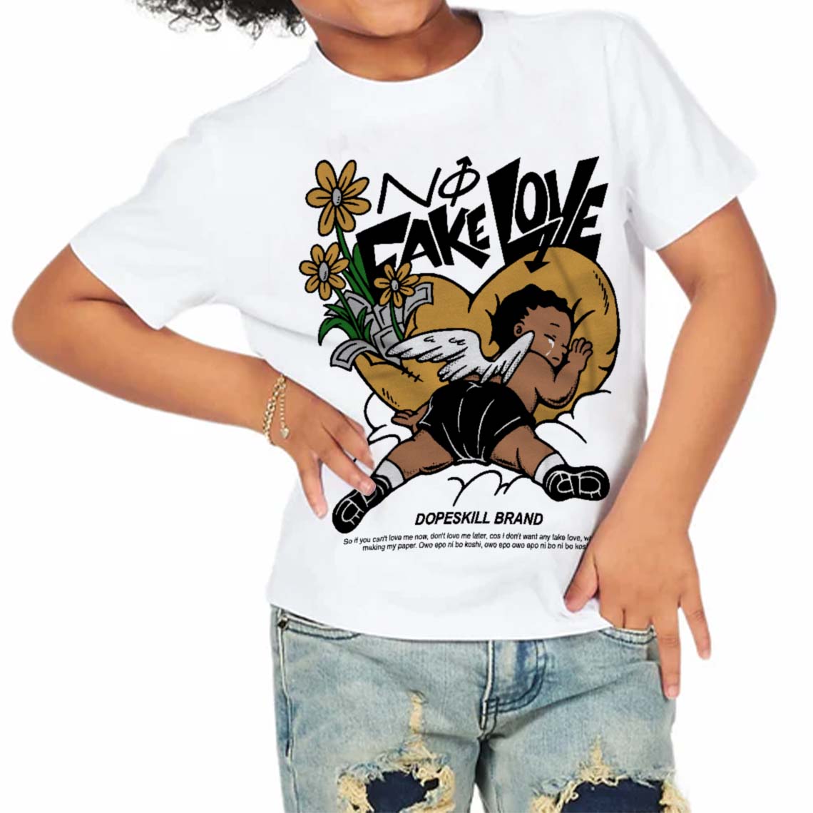 Gratitude 11s DopeSkill Toddler Kids T-shirt No Fake Love Graphic